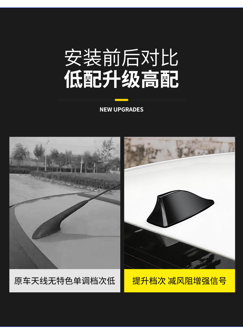 Cross-Border Hot-Selling Universal Car Shark Fin Antenna Roof Decoration, No-Drill Installation, Built-In Chip, Direct Sales from the Manufacturer