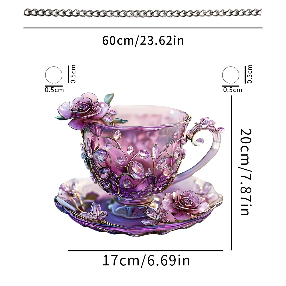 Colgante transfronterizo nuevo estilo europeo iris púrpura taza de café acrílico colgante listado decoración porche