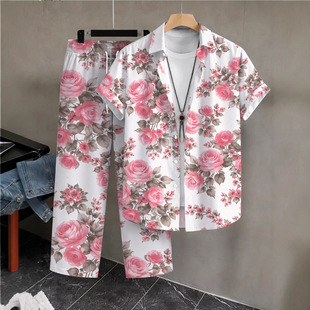 Set for leisure, universal shirt, trousers, Aliexpress, flowered