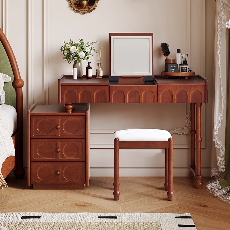 Tocador abatible Danfans Escritorio dos en uno de estilo antiguo francés Mesa de tocador Armario de almacenamiento