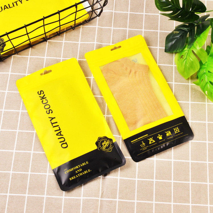 En stock al por mayor calcetines bolsa de embalaje niños adultos Universal calcetines independientes bolsa ziplock bolsa de plástico se puede personalizar