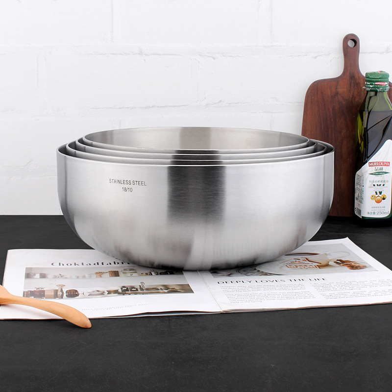 COOKONE18 / 10 tazón de sopa de acero inoxidable y tazón de fideos, tazón de huevos grueso para hornear, tazón de verduras, tazón de masa, tazón de fideos