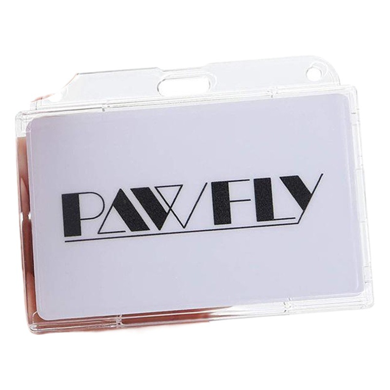 Amazon Venta caliente titular de la tarjeta horizontal con ranura para el pulgar PC plástico transparente esmerilado ABS ID titular de la tarjeta PS insignia