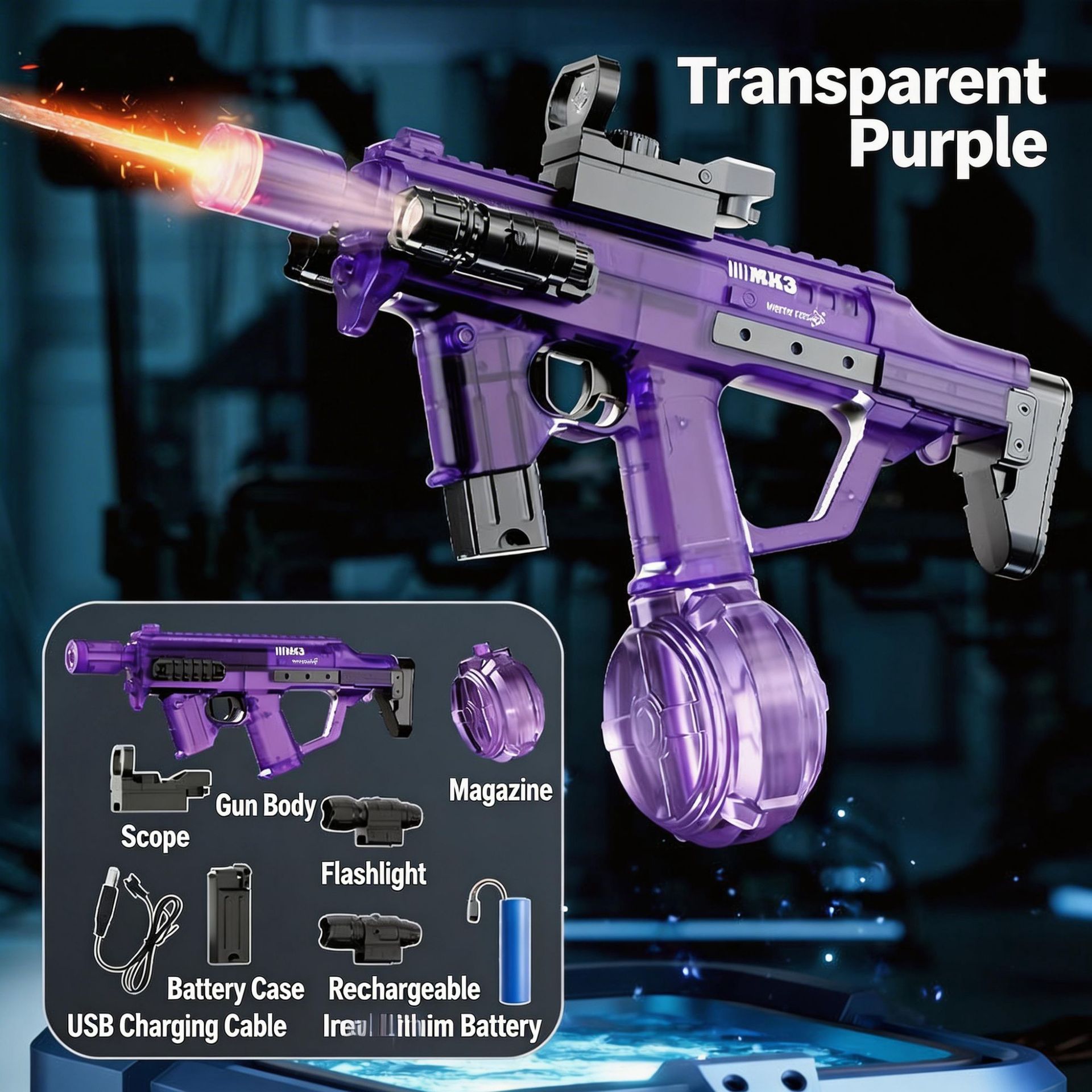 Second generation large fire dance MK3 with flashlight + infrared [transparent p…