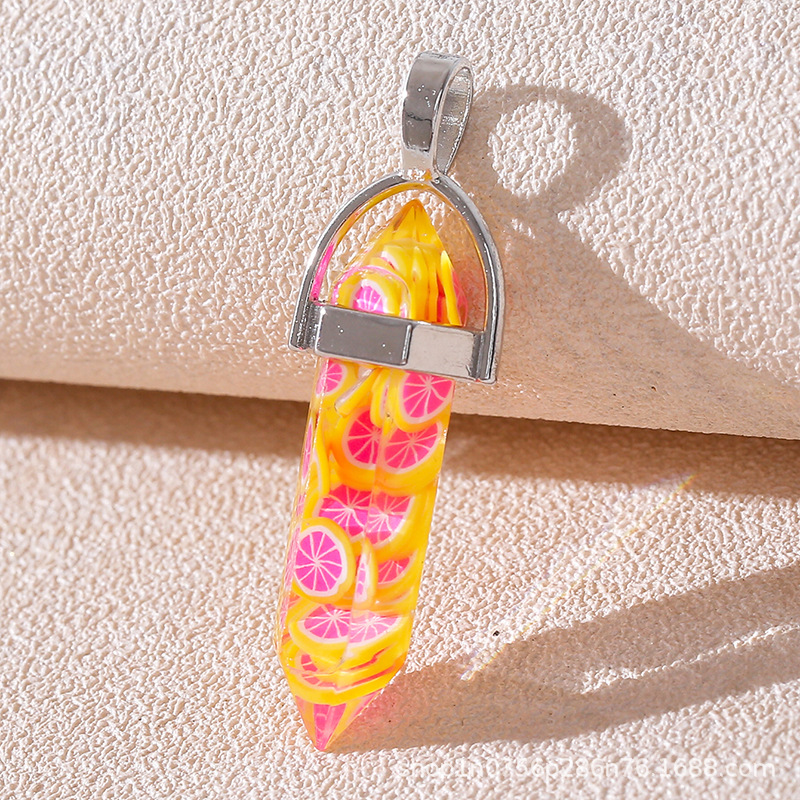 Venta caliente transfronteriza piedra natural amatista cristal rosa colgante de columna hexagonal collar de bala de doble punta colgante único al por mayor