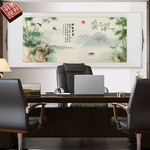 青绿色翠竹图竹子国画客厅装饰画沙发背景墙壁画竹报平安横板挂画