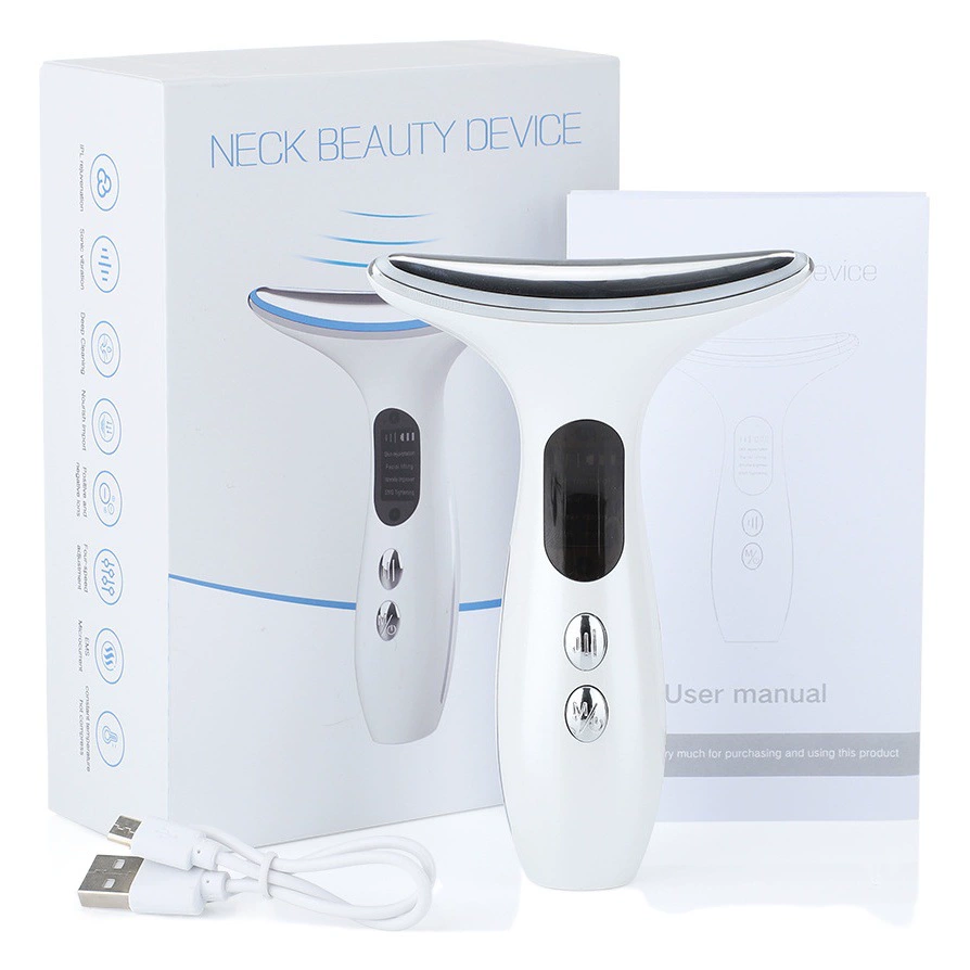 Трансграничный цветной свет, микротоковая трехступенчатая регулировка, постоянная температура, косметический инструмент для шеи, подъем и затягивание световых линий в шее, косметический инструмент для лица