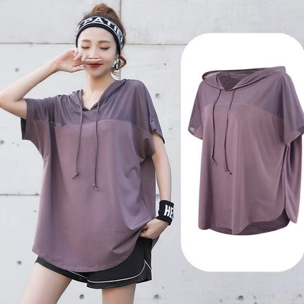 Sports Tops, Loose Running Blouses, Fat mm Fitness Clothes, Quick-Drying T-Shirts, Large Size Summer Thin Yoga Short-Sleeved Tops