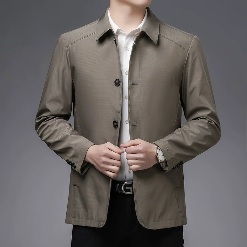 2022 весна-осень новая куртка мужская деловая куртка с лацканами для папы среднего возраста повседневная верхняя куртка мужской Тренч куртка