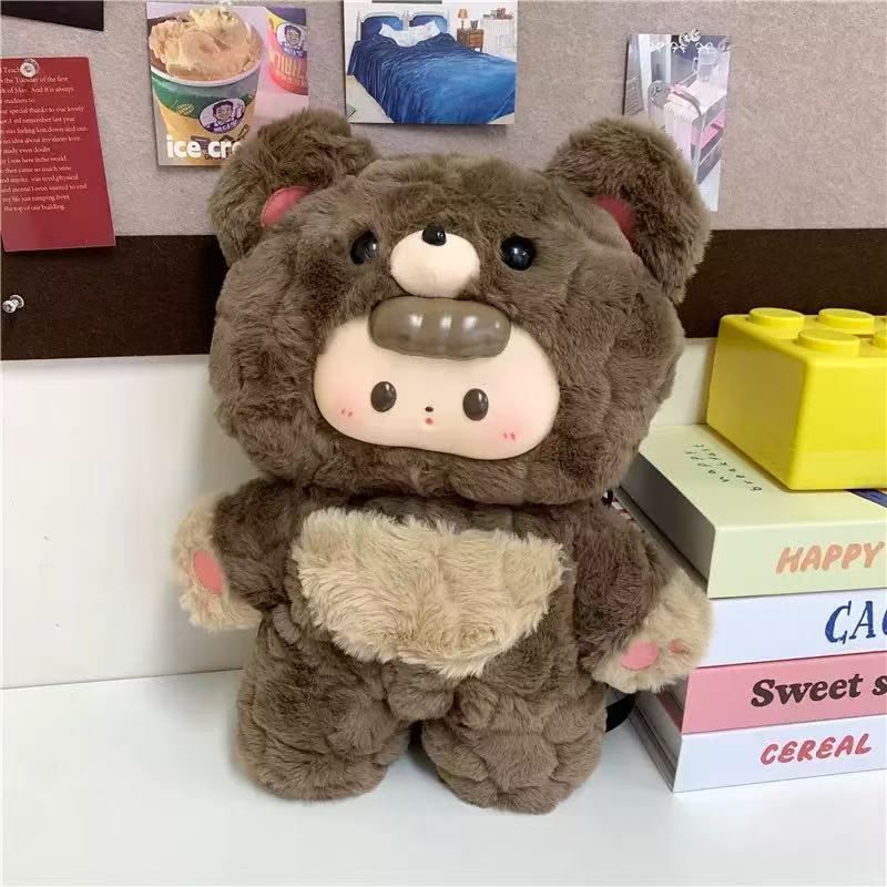 Cute vinyl-faced bear backpack plush toy hanging decoration gift plush series wholesale
