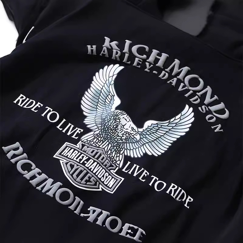 Celebridade da moda de rua com o mesmo estilo Kanye moletom com capuz superior, capuz com caveira e braço qilin_voghion.com