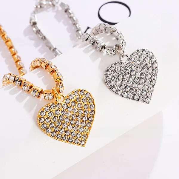 Longrui Cross-Border New Product European and American Alloy Crystal Love Full Diamond Anklet Heart-Shaped Ankle Chain Jewelry Female Manufacturer Direct Sale