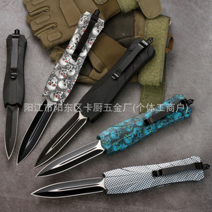 Large Micro Technology Knife High Hardness Sharp Camping Straight Knife Outdoor Portable Fishing Knife Black Tactical Knife
