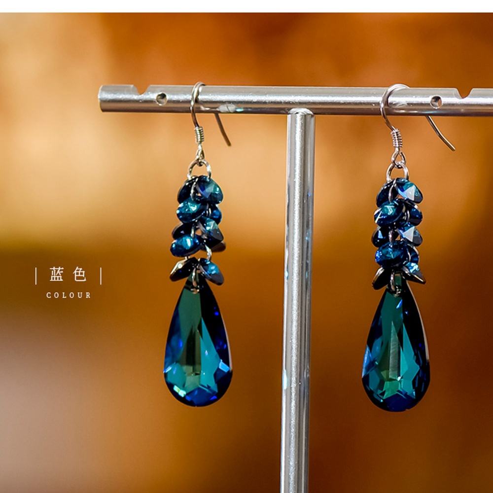 2025 Earrings Imitation Austrian Pendant Long Drop Earrings Simple and Elegant Earrings Women's Earrings Popular Crystal Versatile