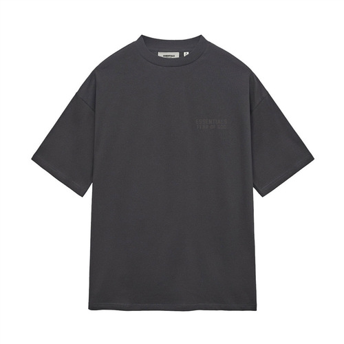 Men's and Women's ZONE24 Short-Sleeved Thick Fleece Double-Row Trendy Brand Chest ESSENTIALS T-Shirt—Small Double Thread