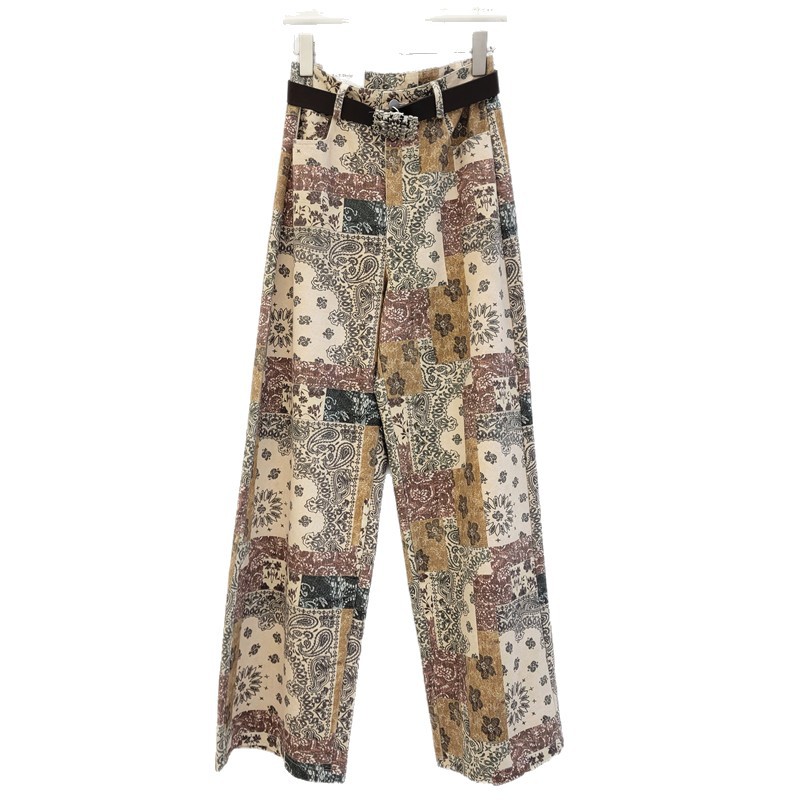 Pantalones informáticos de impresión digital retro europea y americana, mujeres sueltas, calles delgadas, pantalones largos de piernas anchas americanos image 5