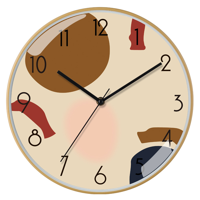 12-pulgadas 30cm nuevo estilo chino de madera-como patrón de bambú cepillado reloj mudo moda sala de estar personalizada creativa transfronteriza Reloj de pared