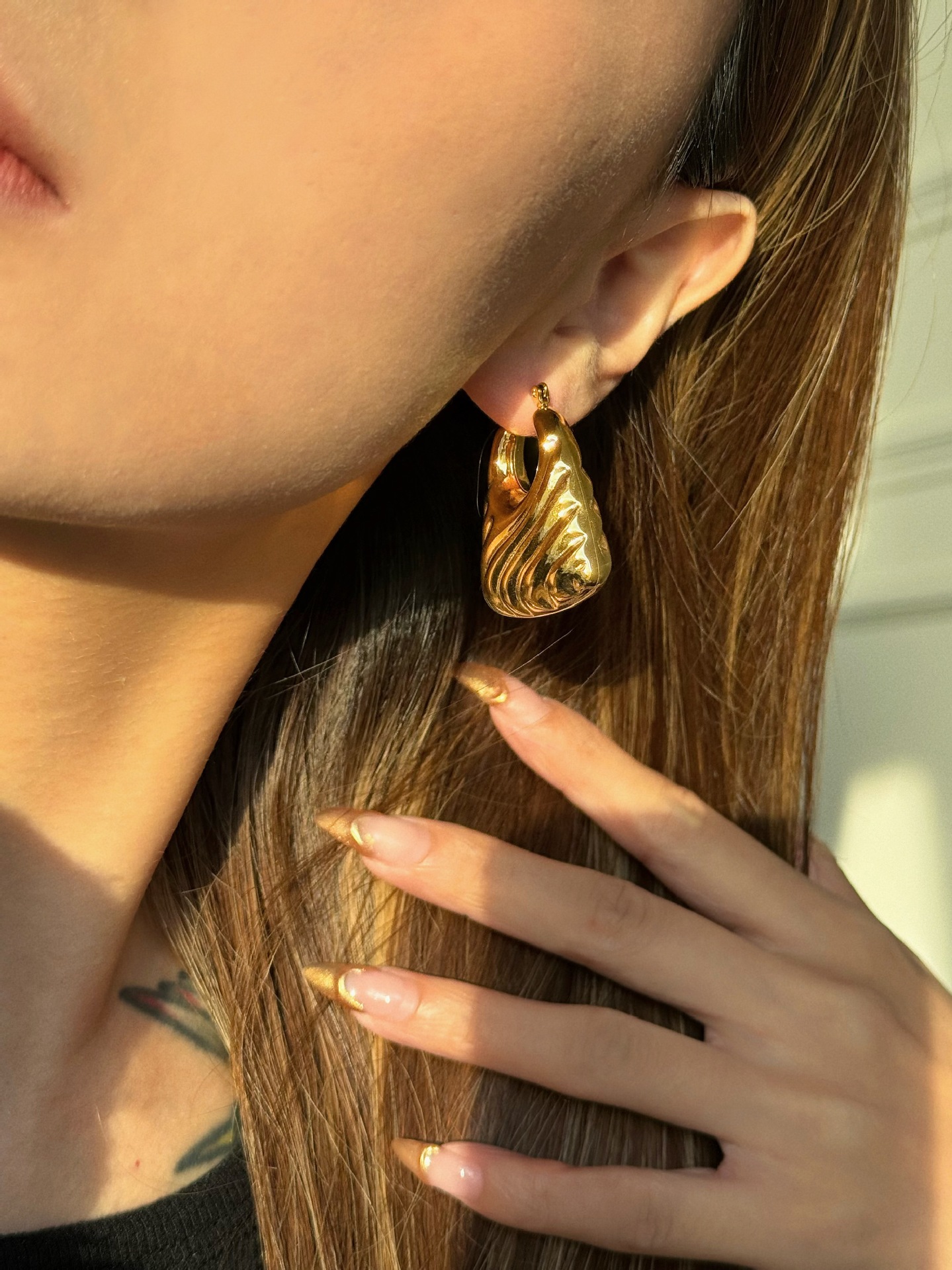 18K Gold Plated Plating Material 1 Pair IG Style Geometric Titanium Steel 18K Gold Plated Earrings
