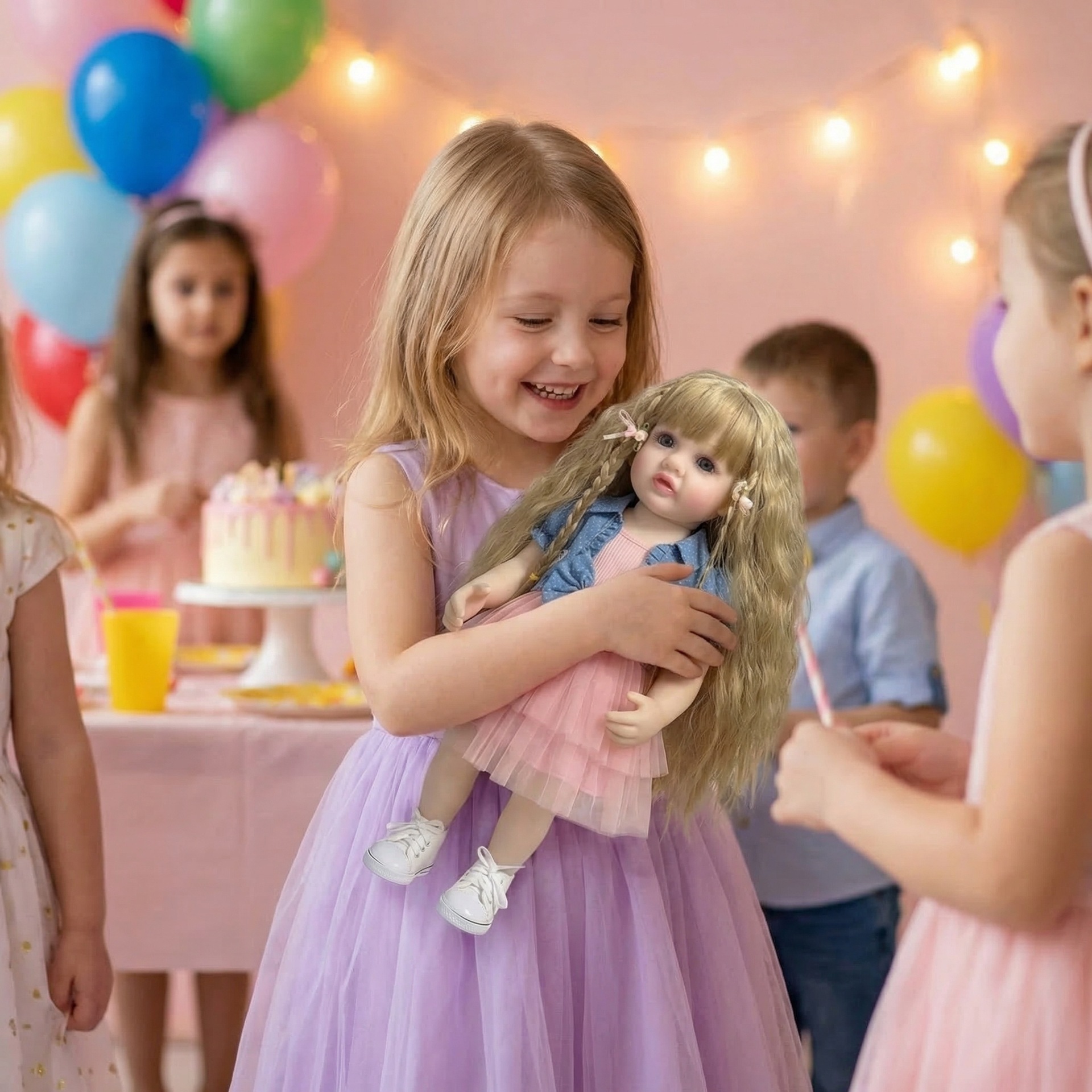 NPK22inch denim camisa de manga corta Betty simulación muñeca renacida para acompañar a los niños regalos de vacaciones preferidos