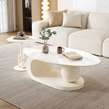 奶油北欧简约椭圆形网红茶几现代小户型轻奢茶台客厅组合茶机新款
