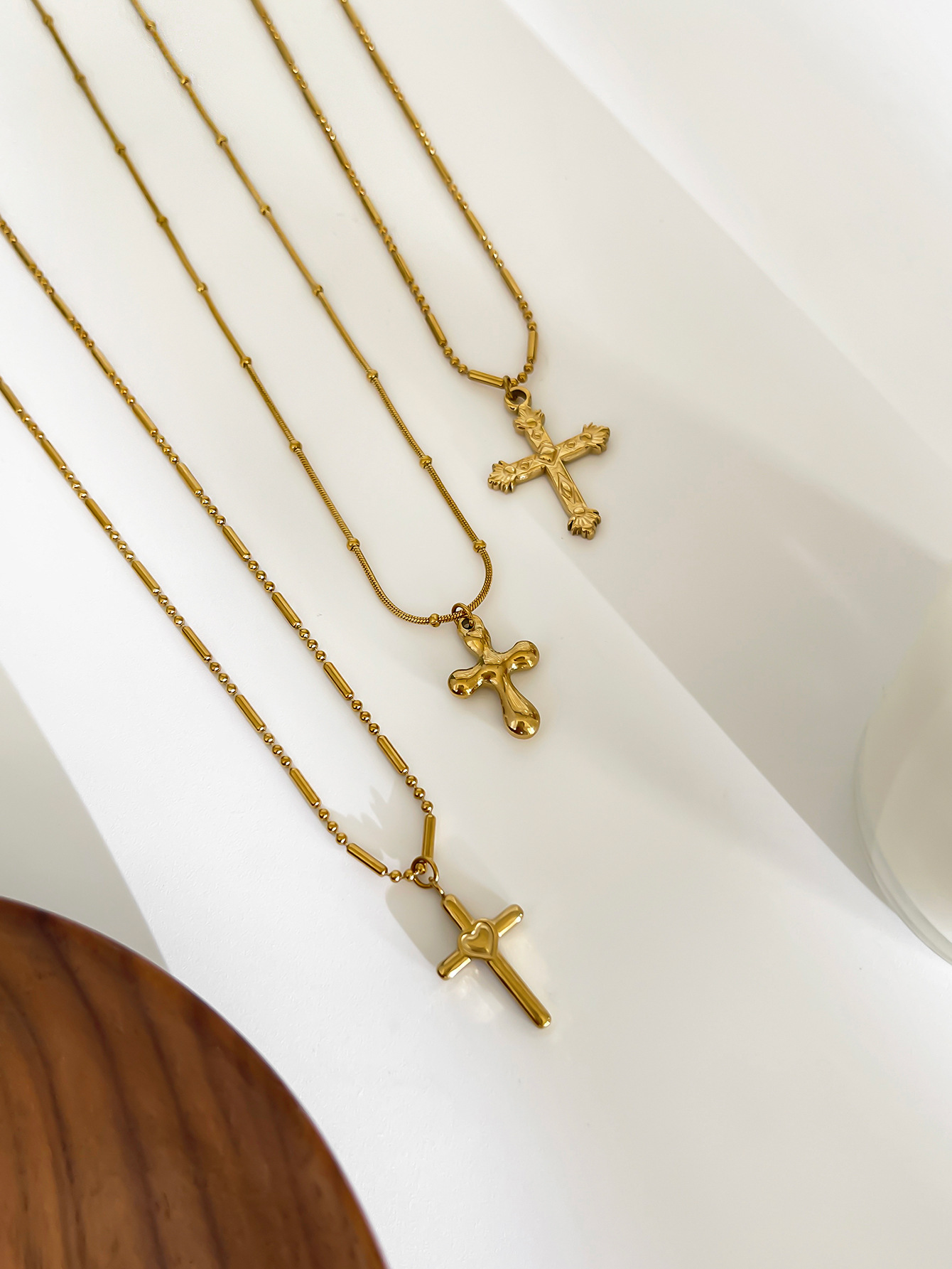 Cross Pattern Women's Gender Plating Design Wholesale Jewelry Modern Style Classic Style Cross Titanium Steel Plating Pendant Necklace