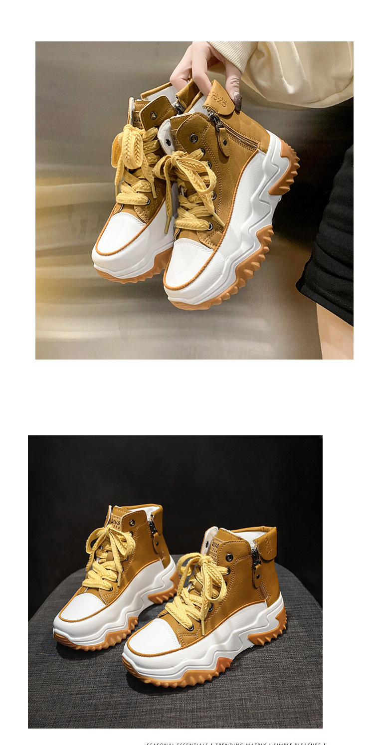 Korean style new dad shoes for women Women Sneakers Thick bottom front lace up sneakers for women Height increasing shoes for women_desvips.com