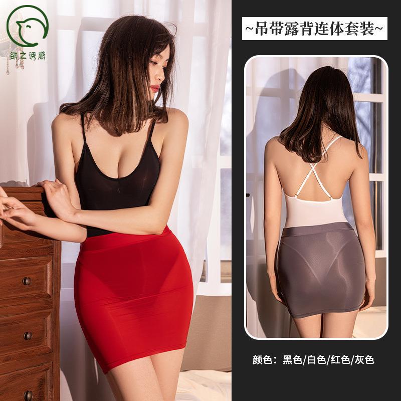 욕망의 유혹, 공장 직판, 광택 있는 타이트한 원피스 수영복, 엉덩이를 감싸는 미니스커트, 잠옷, 여성용 섹시 속옷