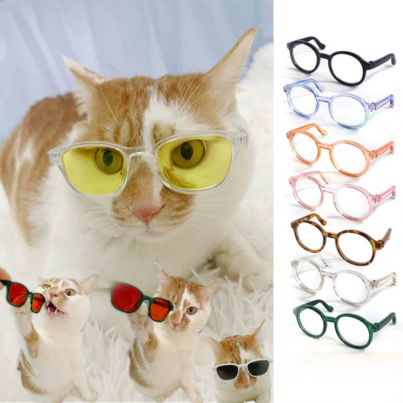 Очки для кошек и собак 9,5 см, пластиковая оправа, необычные аксессуары, солнцезащитные очки, доступны в различных цветах