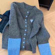 山力达迪高级感超好看撞色针织开衫外套女秋冬季内搭上衣软糯独特