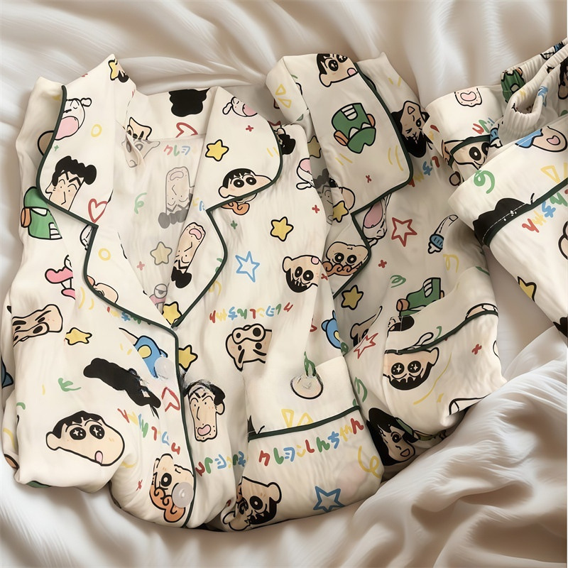 Crayon Shin-Chan Couple Pajamas for Men and Women, Summer Short-Sleeved Shorts Three-Piece Set, Pure Cotton Gauze Cartoon Cute Home Clothes Crayon Shin-Chan Couple Pajamas for Men and Women, Summer Short-Sleeved Shorts Three-Piece Set, Pure Cotton Gauze Cartoon Cute Home Clothes