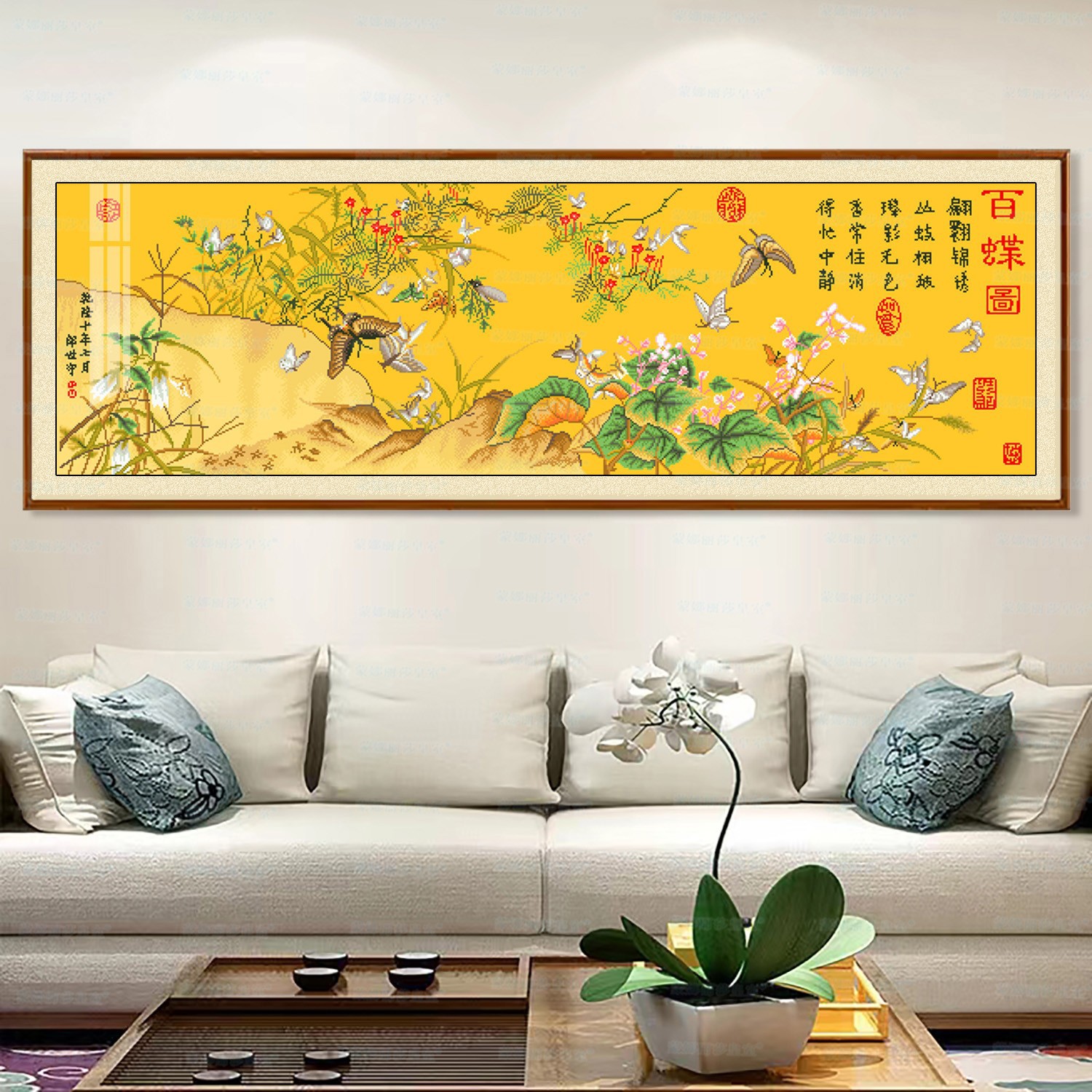 Punto de Cruz de la Mona Lisa, Pintura de Cien Mariposas de Lang Shining, Versión Mejorada de Punto de Cruz con un Toque de Alta Gama para la Sala de Estar, Estilo Nuevo. image 2