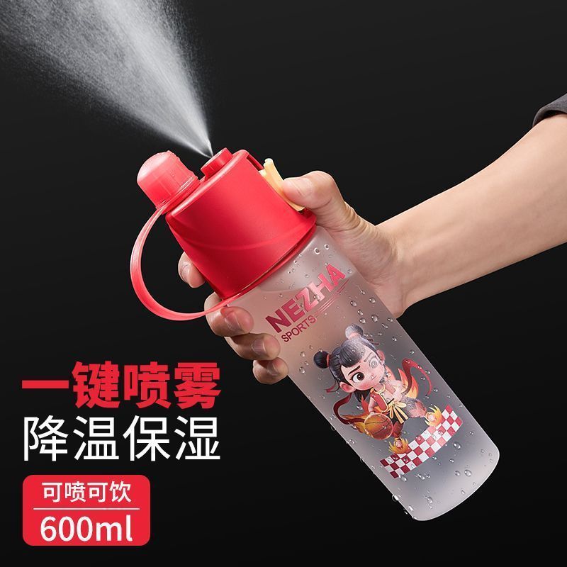 Red Nezha taza de spray para niños de verano taza de agua para estudiantes masculina Titan taza de agua deportiva portátil resistente a altas temperaturas