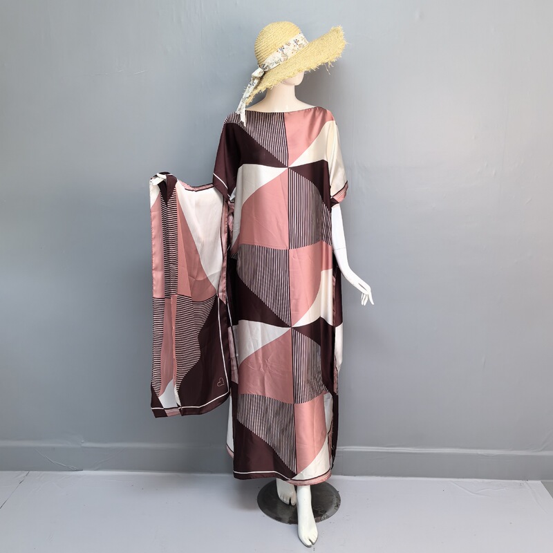 Cross-Border Hot-Selling Source Factory African Robe Clothing Kaftan Long Dress with Headscarf Set