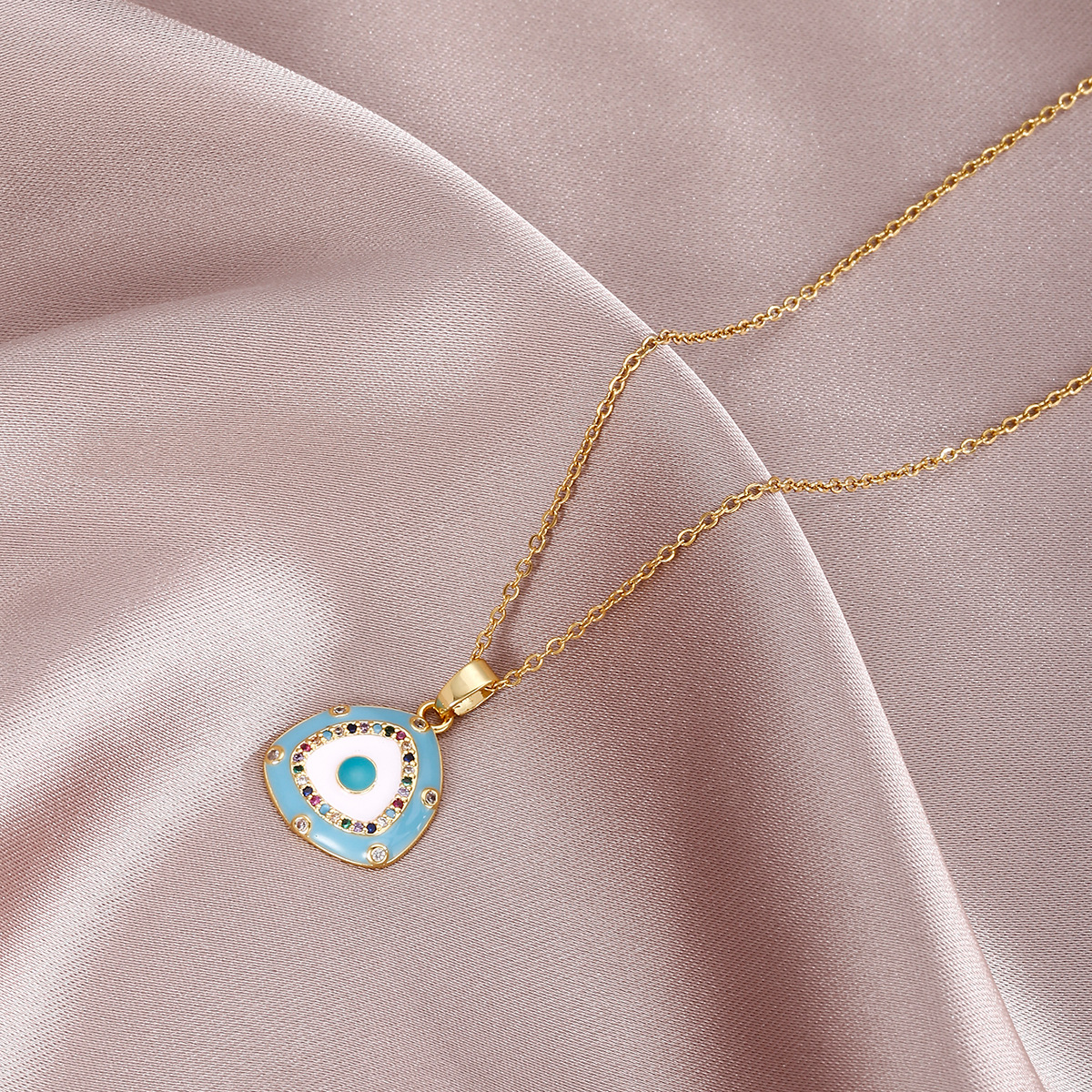 6g Weight Copper Pendant Material Titanium Steel Chain Material Modern Style Devil's Eye Stainless Steel Titanium Steel Plating