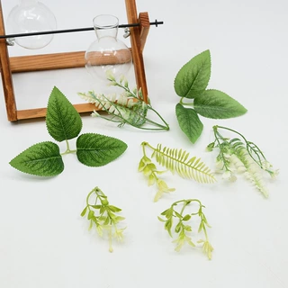 丝印玫瑰叶6片玫瑰花叶子单枝玫瑰把束玫瑰仿真花及丝网花花叶子
