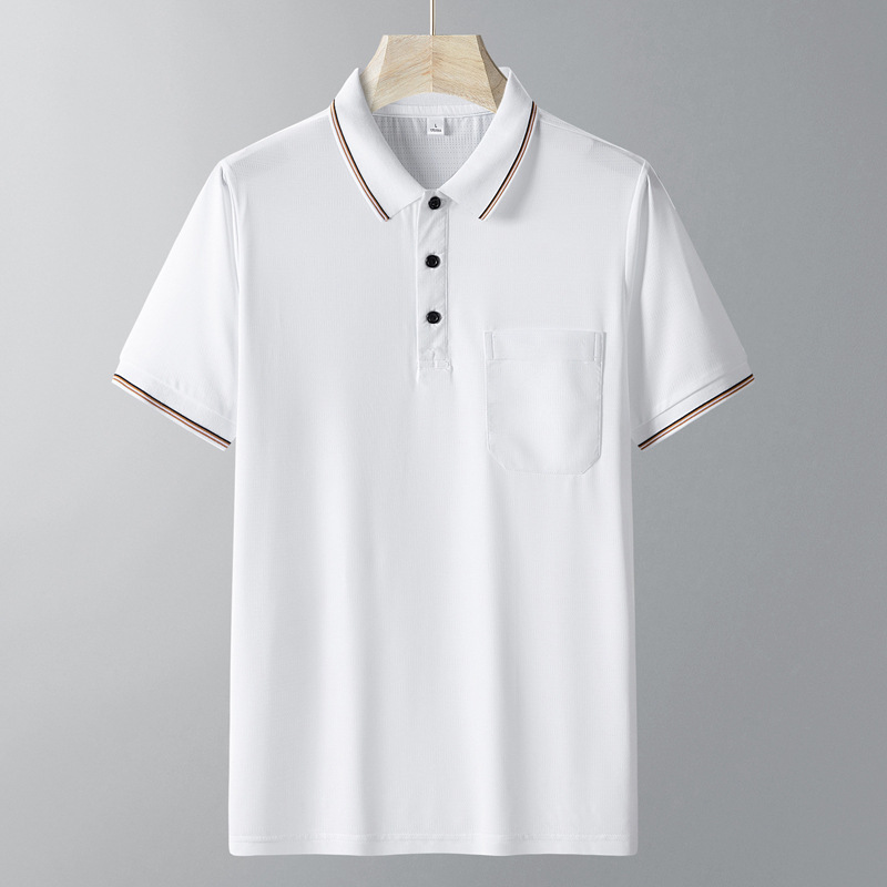 Verano hombre de mediana edad camiseta de manga corta de secado rápido con solapa comercial polo camiseta hombre media manga suelta papá abuelo ropa