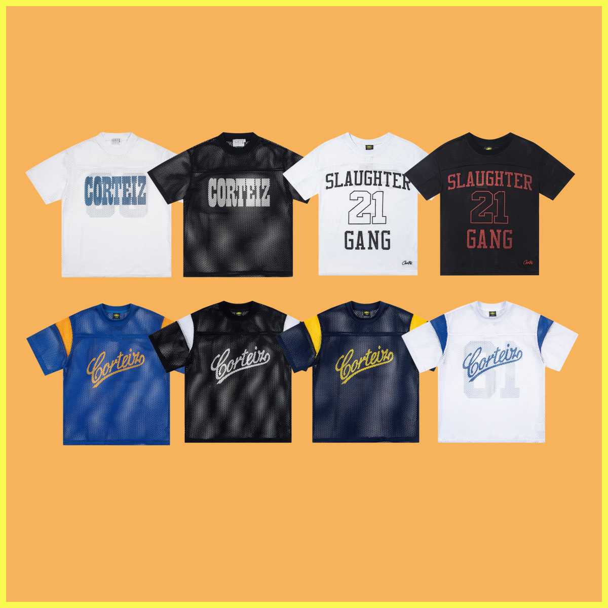 26S Cross-Border European and American Trendy Brand Alcatraz Letter and Number Jersey Mesh Short-Sleeve T-Shirt Unisex American High Street Half-Sleeve