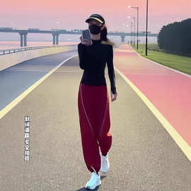 显瘦运动服搭配一整套2025春季新款黑色立领修身卫衣两件套女装潮