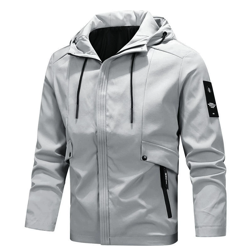 Новая 2023 Повседневная Молодежная мужская куртка, однотонная, с длинным рукавом, модная городская куртка с капюшоном, Мужская фабричная куртка для волос