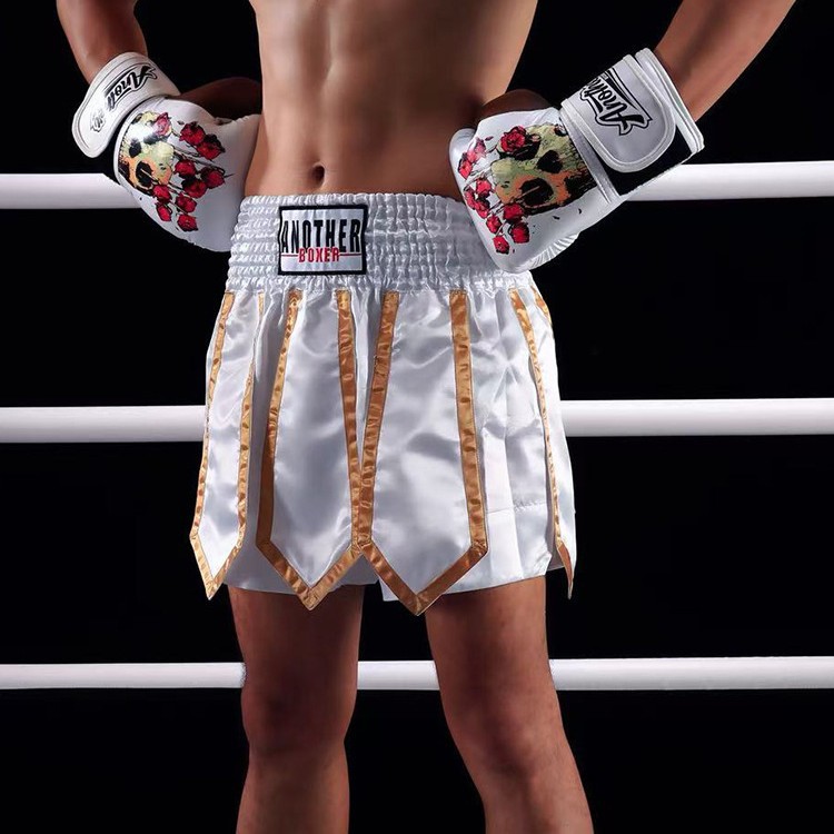 Ribbon-Style Muay Thai Shorts, Boxing Training Pants, Kickboxing, Sanda, Mixed Martial Arts, Fighting Competition Sports Pants, Breathable