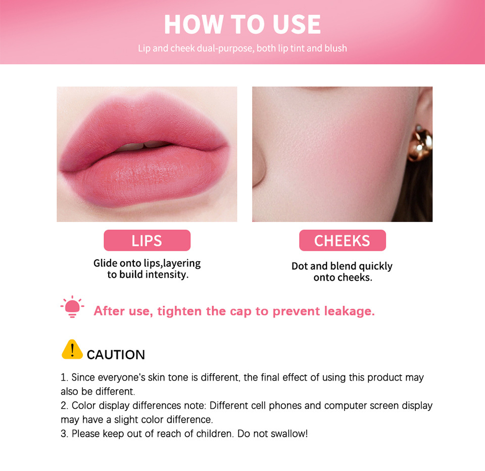 Lakerain Lip Dye, Lipstick and Moisturizer, dual-purpose blush, lip gloss and lipstick toner undefined