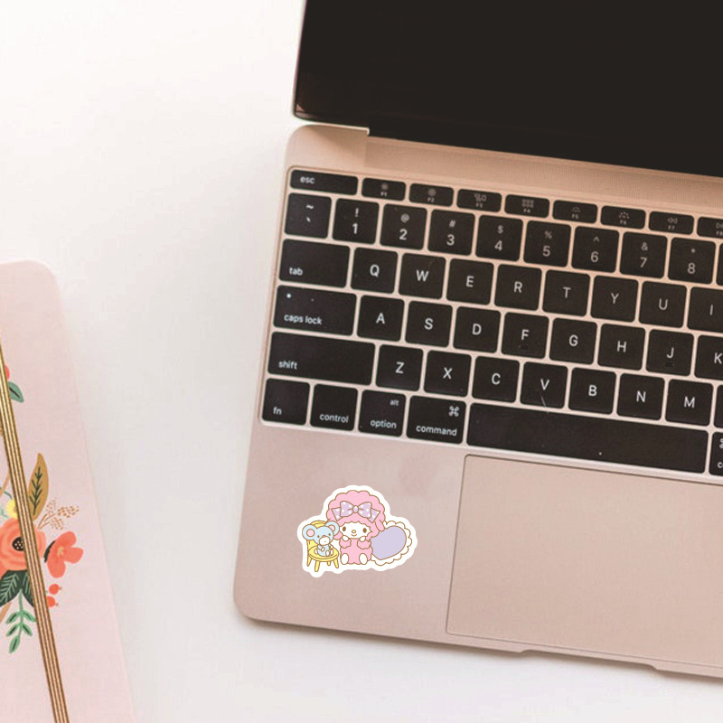 40 pieces New Pink Rabbit melody bright film bow cartoon phone case helmet fashion graffiti sticker