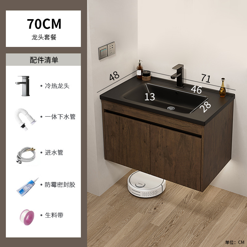 Nuevo gabinete de baño de color nuez gabinete de lavabo hotel pequeño baño en lavabo de aluminio espacio