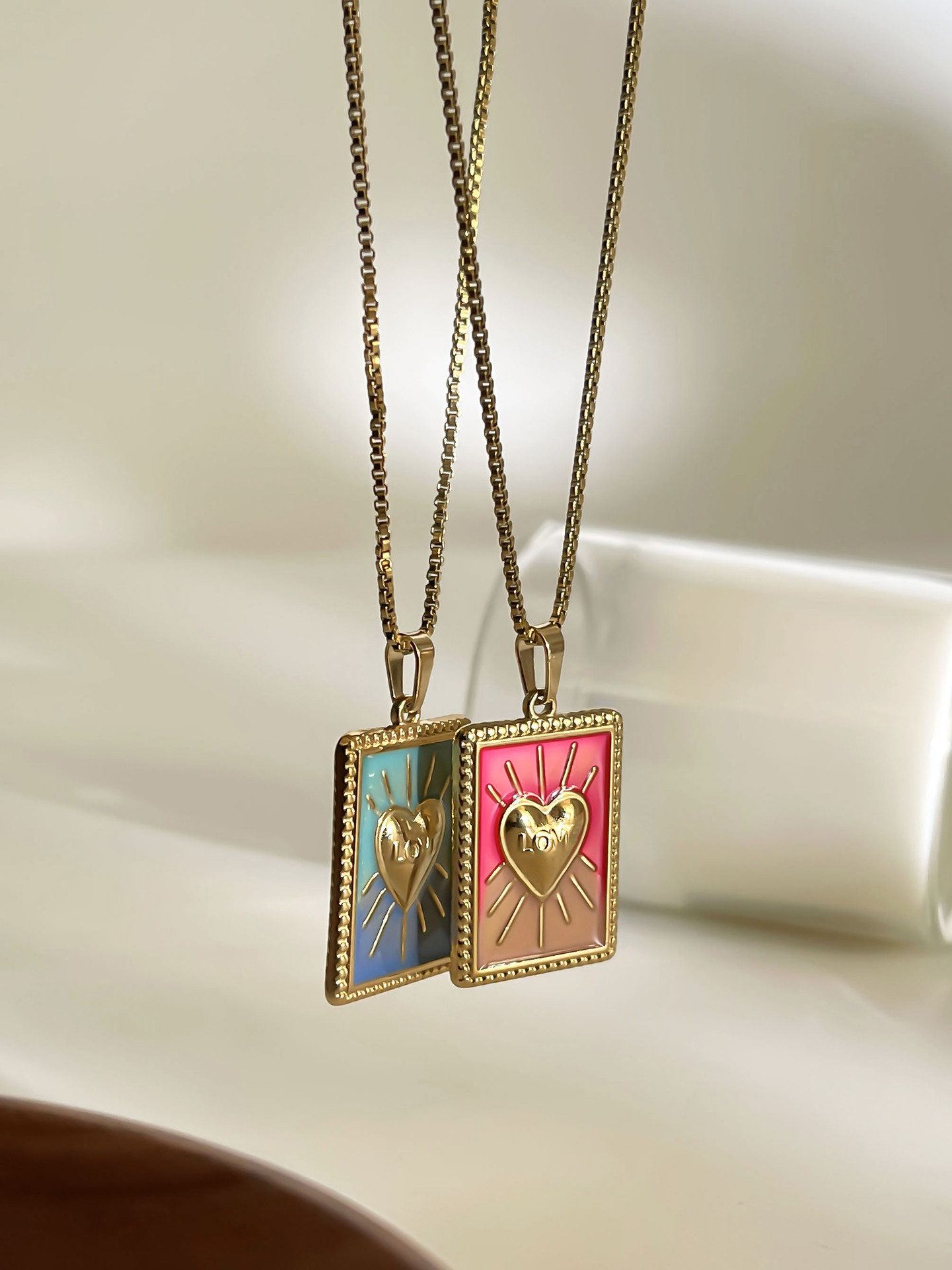 Wholesale Jewelry Vintage Style Astrology  Heart Shape 316L Stainless Steel  Box Chain Pendant Necklace display picture 2