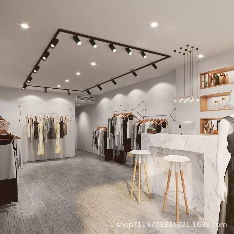 LED服装店展厅天花板补光轨道灯超市店铺商用防眩cob节能聚光射灯