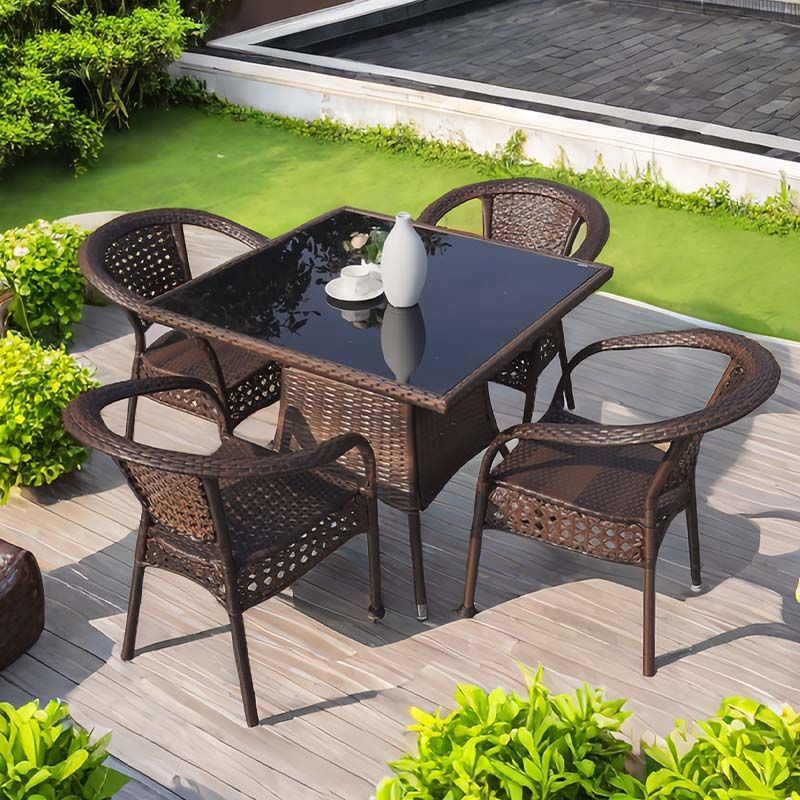 [4 chairs with cushions] + 70cm square table