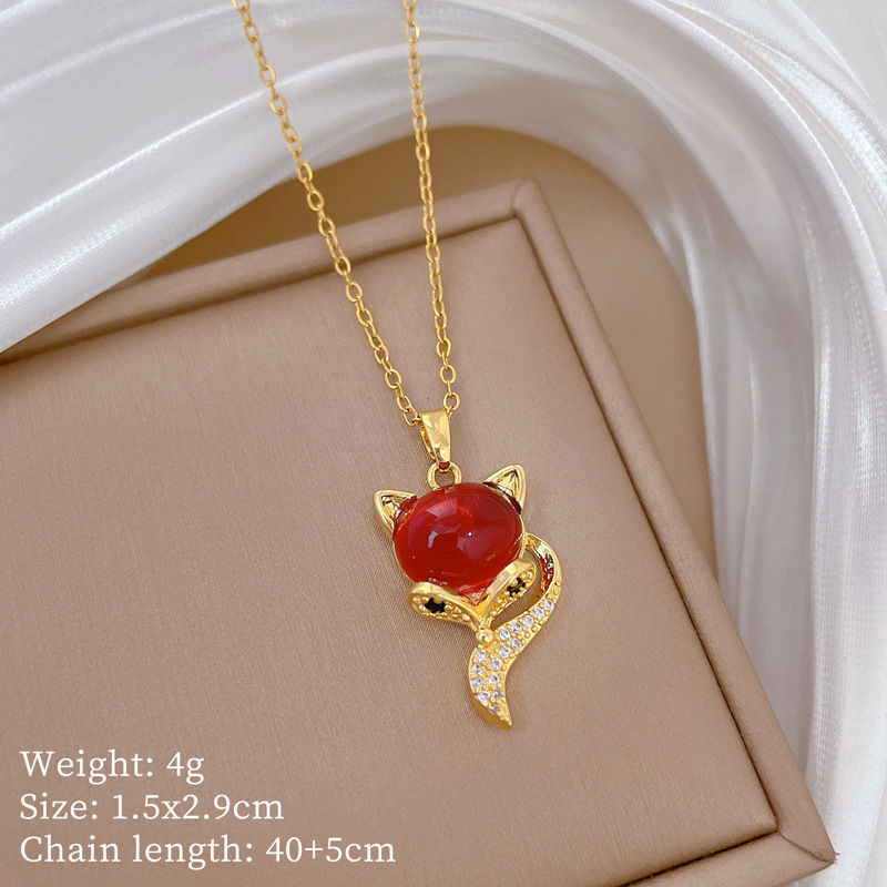 Luxe vos ketting met kristallen voor dames van titanium_voghion.com
