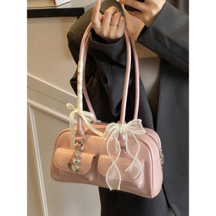 Q 75519 Pink bowling Boston handbag ��ɫ���g��ʿ�D��