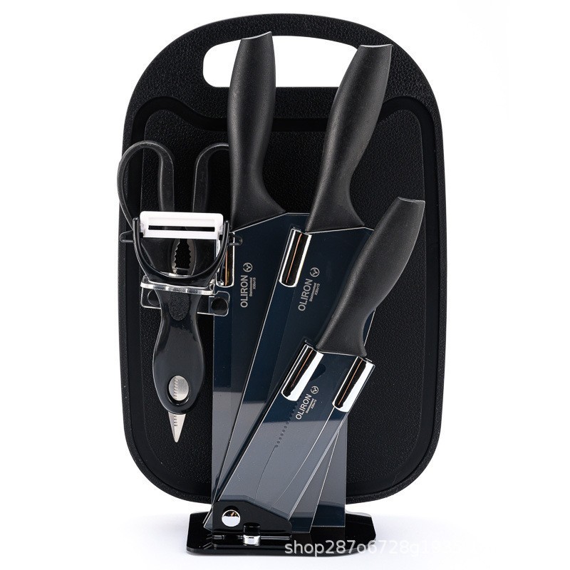 Cuchillo de paja transfronteriza de acero inoxidable cuchillo de paja de trigo para artículos de cocina domésticos acrílico set 7 piezas