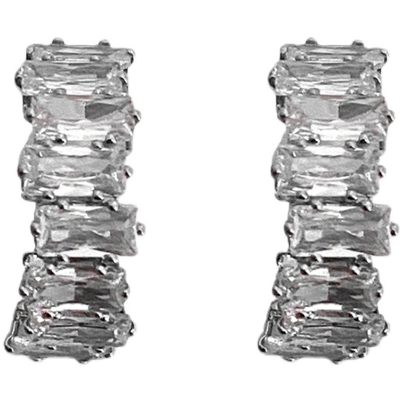 Orecchini curvi in zircone squisito in argento puro di alta qualità per le donne nel 2022, clip versatili alla moda e alla moda_voghion.com